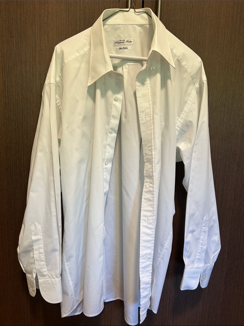 Men's Classic White Dress Shirt by Romano Botta 100% cotton- Classic Long Sleeve
